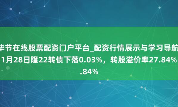 毕节在线股票配资门户平台_配资行情展示与学习导航 1月28日隆22转债下落0.03%，转股溢价率27.84%