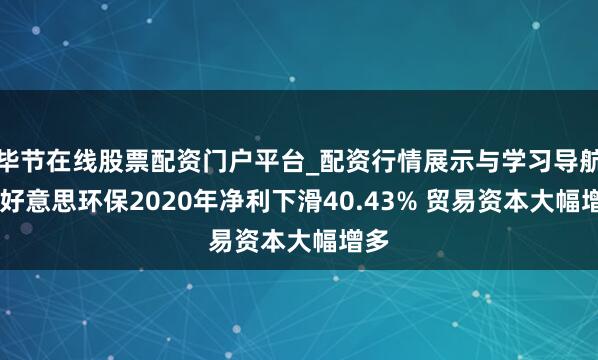 毕节在线股票配资门户平台_配资行情展示与学习导航 锦好意思环保2020年净利下滑40.43% 贸易资本大幅增多