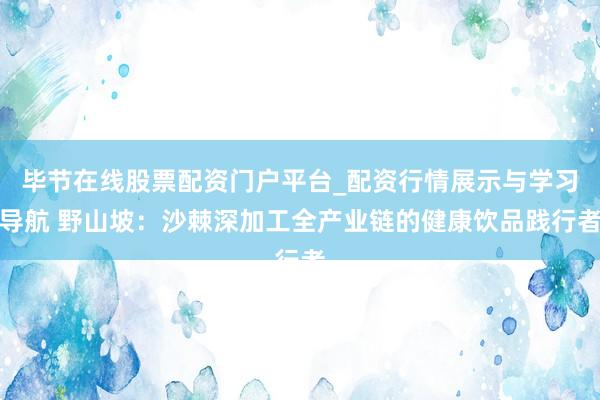 毕节在线股票配资门户平台_配资行情展示与学习导航 野山坡：沙棘深加工全产业链的健康饮品践行者